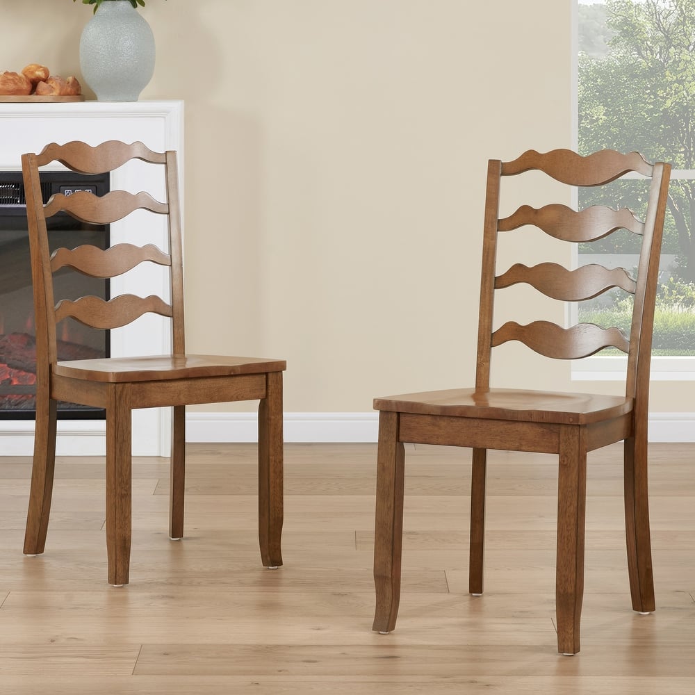 Distressed 17"W Wooden Ladder Back Dining Chairs