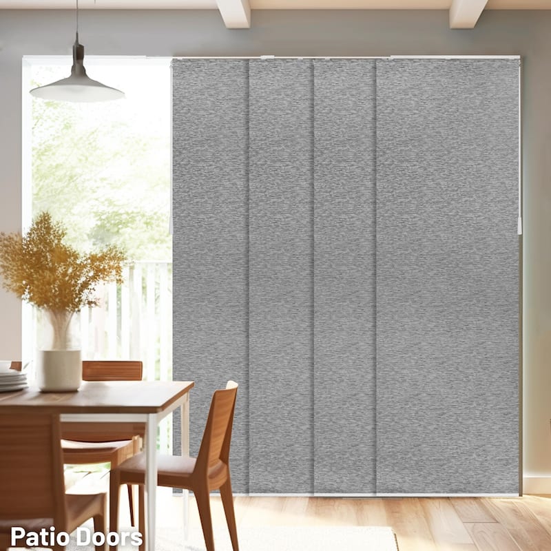 Chicology Calactta Grey Adjustable Cut-to-length Light Filtering Privacy Sliding Panels - Up to 80"W x 96"H