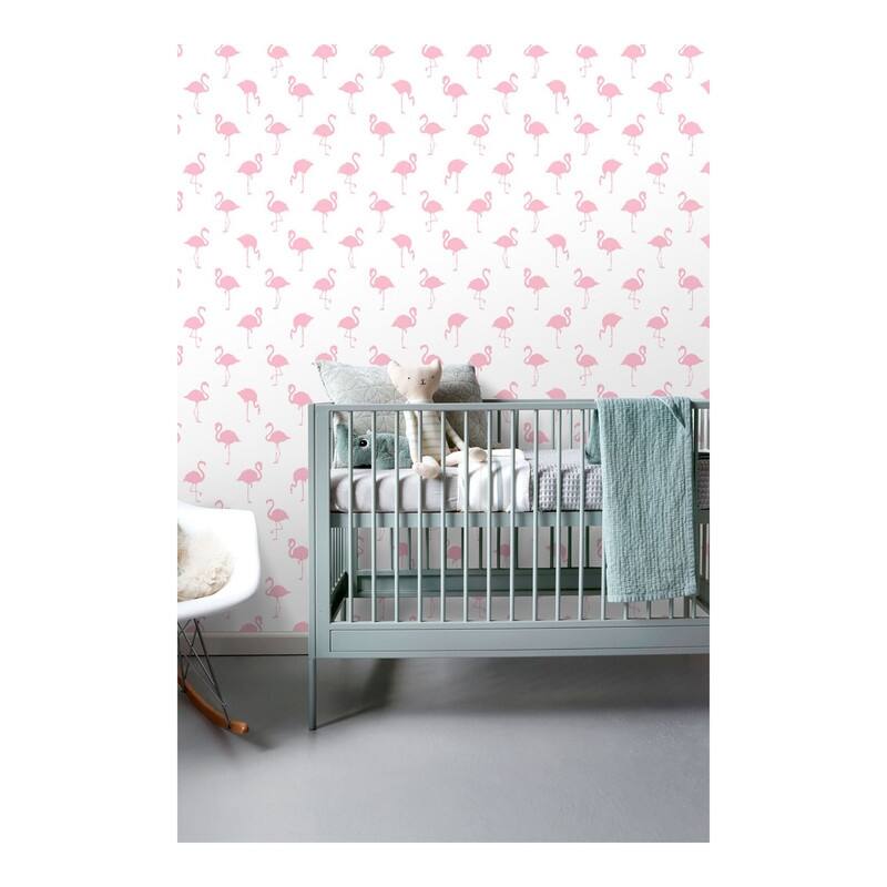 ESTA Home Lovett Pink Flamingo Wallpaper - 20.5 x 396 x 0.025