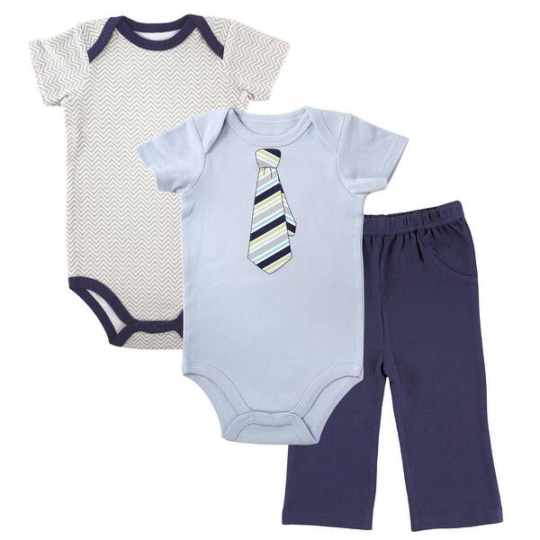 slide 2 of 2, Luvable Friends Baby Boy Cotton Bodysuit and Pant, Blue 9-12 Months - Blue