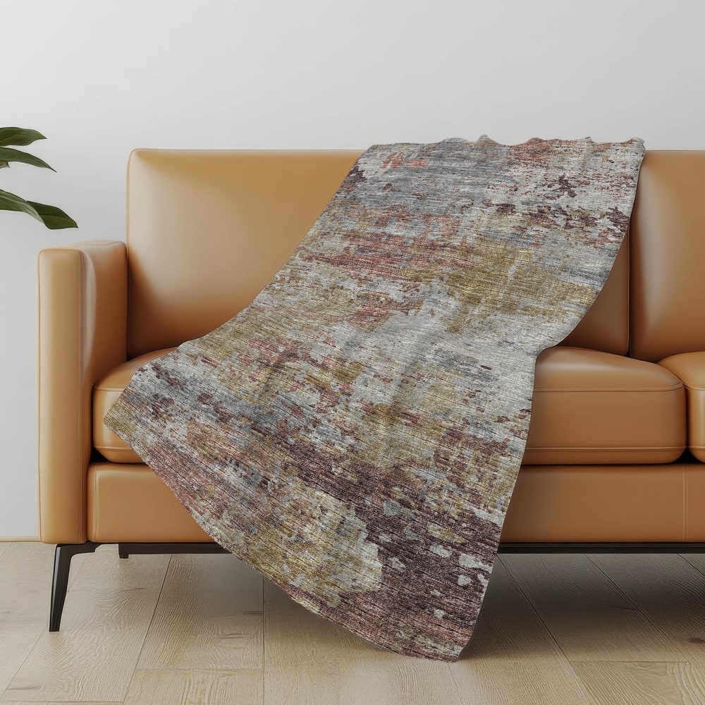 Premium Machine Washable ASB69 Abstract Modern Sherpa Throw Blanket