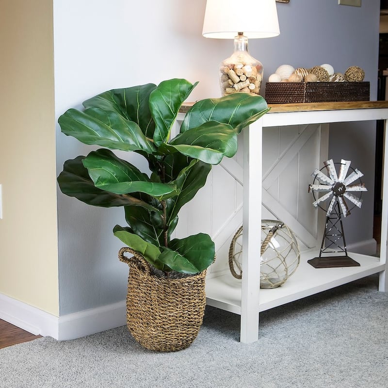 3-foot Artificial Fiddle Leaf Fig Plant in Basket