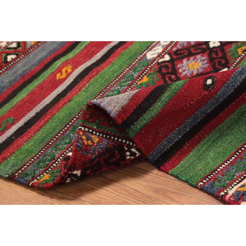 Hand Woven Oriental 100% Wool Carpet Southwestern Tribal Multi-Colored Kilim Area Rug - 7' 4'' X 5' 0''