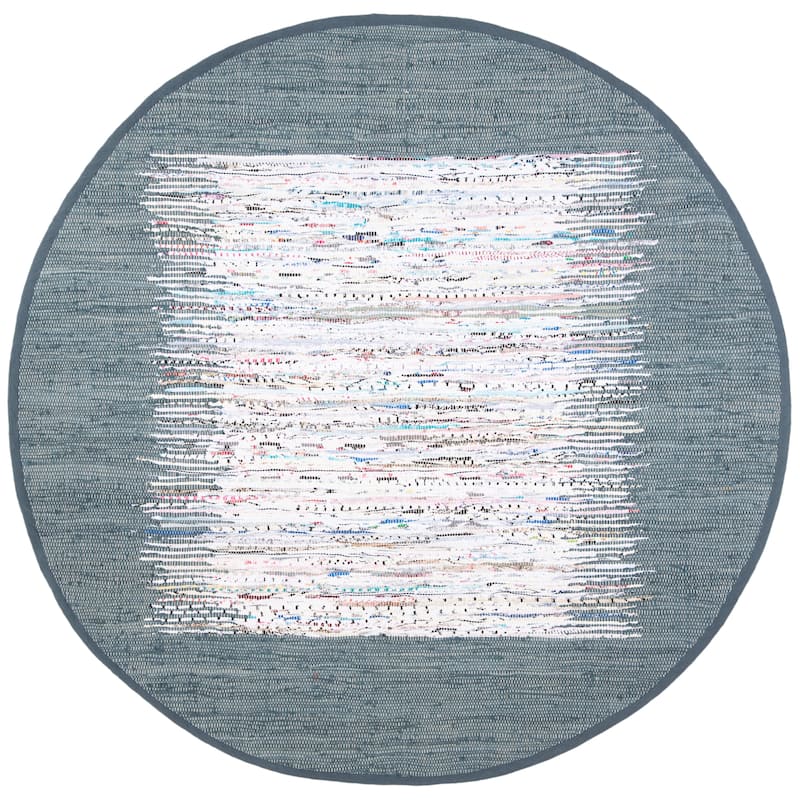 SAFAVIEH Handmade Flatweave Montauk Sidney Cotton Rug - 6' Round - Ivory/Grey