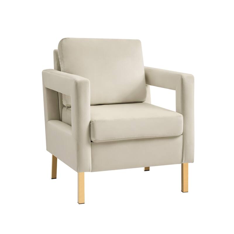 Valentina Comfy Accent Armchair with Golden Metal Legs and Removable Cushions by HULALA HOME