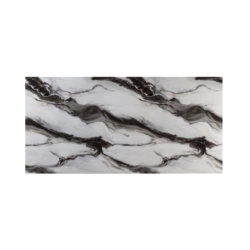 HomeRoots 82" Black and White Faux Marble and Wood Double Pedestal Base Dining Table - 82 in. x 30 in. x 40 in.