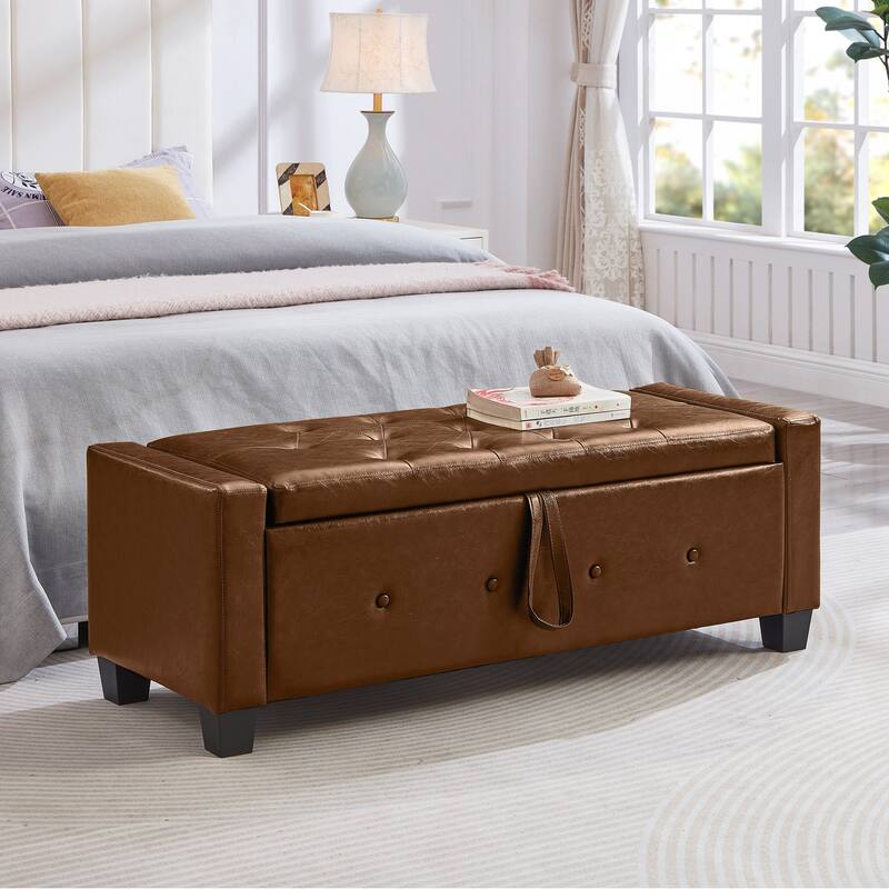 Bench with Storage, Bench for Bedroom,Living Room,Hallway - Brown