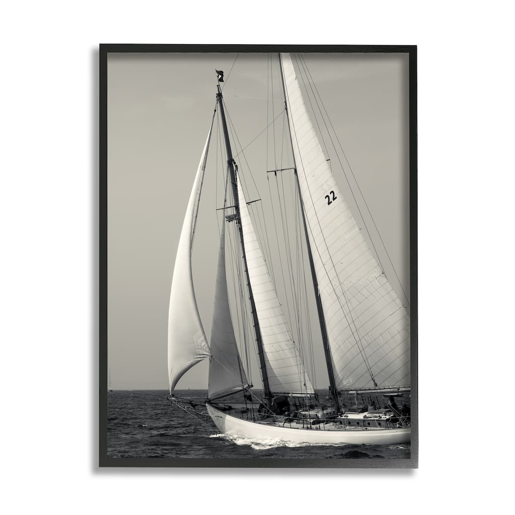 Stupell Ocean Ship Full Sail Modern Nautical Boat Photography Framed Wall Art