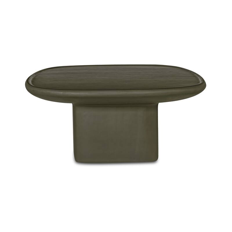 NADAAL STUDIOS Henric Outdoor Coffee Table, Pedestal Concrete with Rounded Edge, Deep Yellow - Deep Green