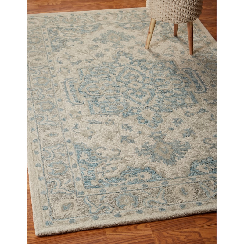 Sevita Loomline Turquoise Medallion Hand-Tufted Wool Indoor Area Rug