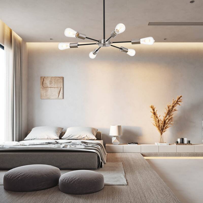 Modern Sputnik Chandelier 6 Lights Mid Century Ceiling Light