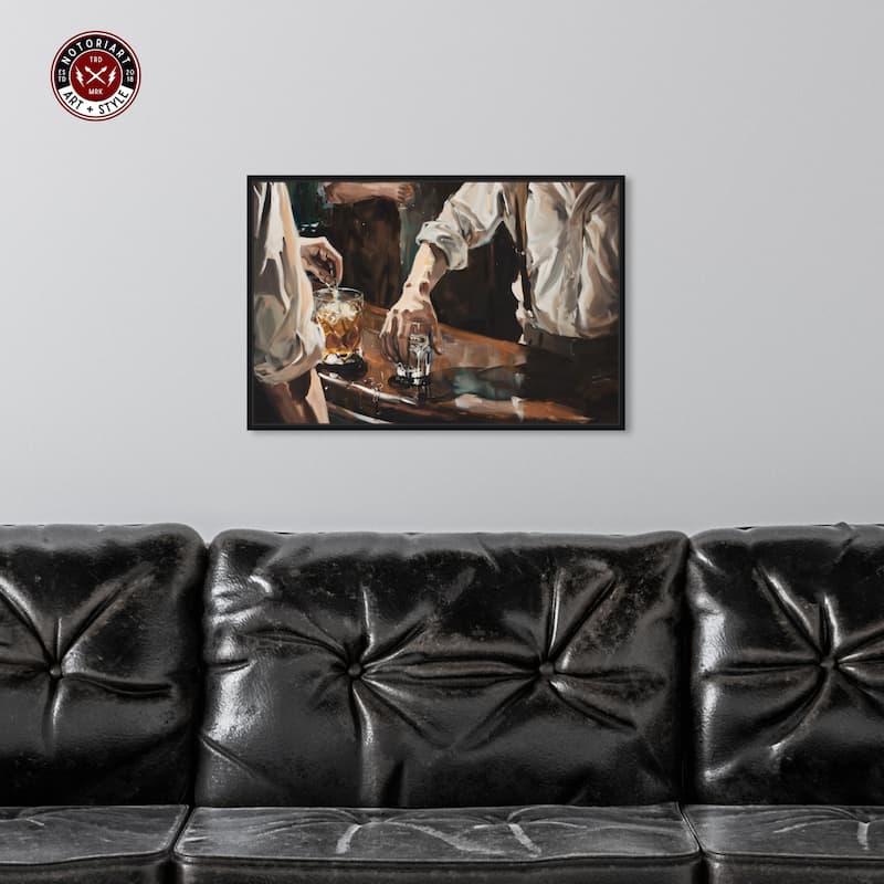 Notoriart Together For Drinks Framed Bar Cart Art For Men