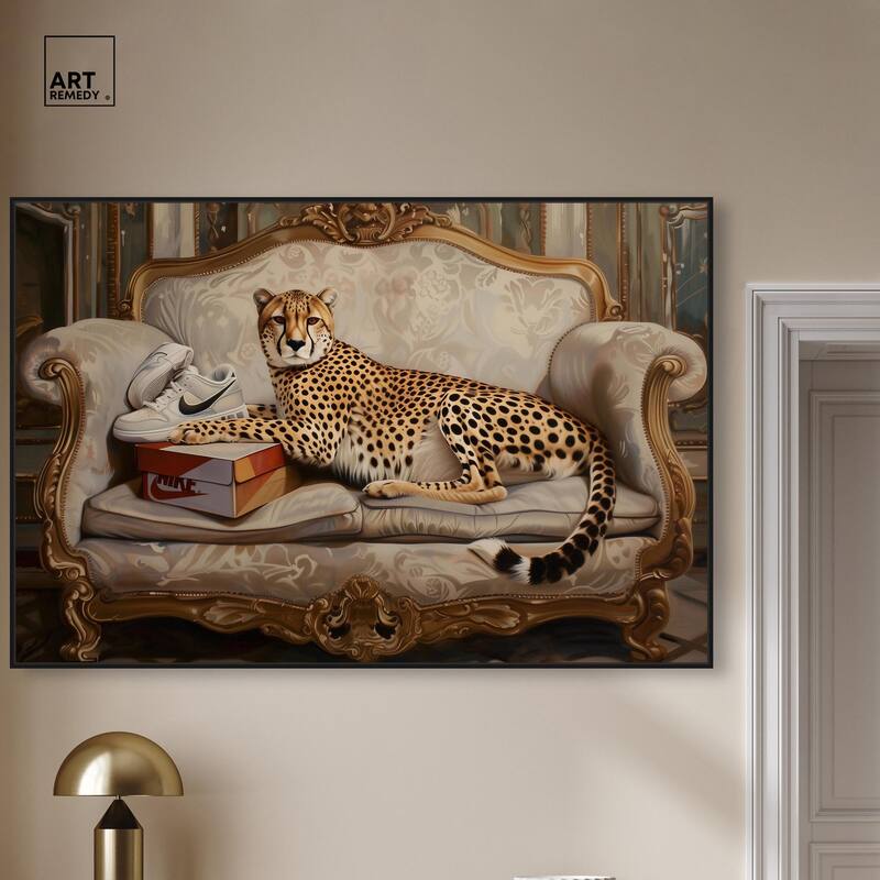 Lounging Sneaker Cheetah Canvas by Art Remedy