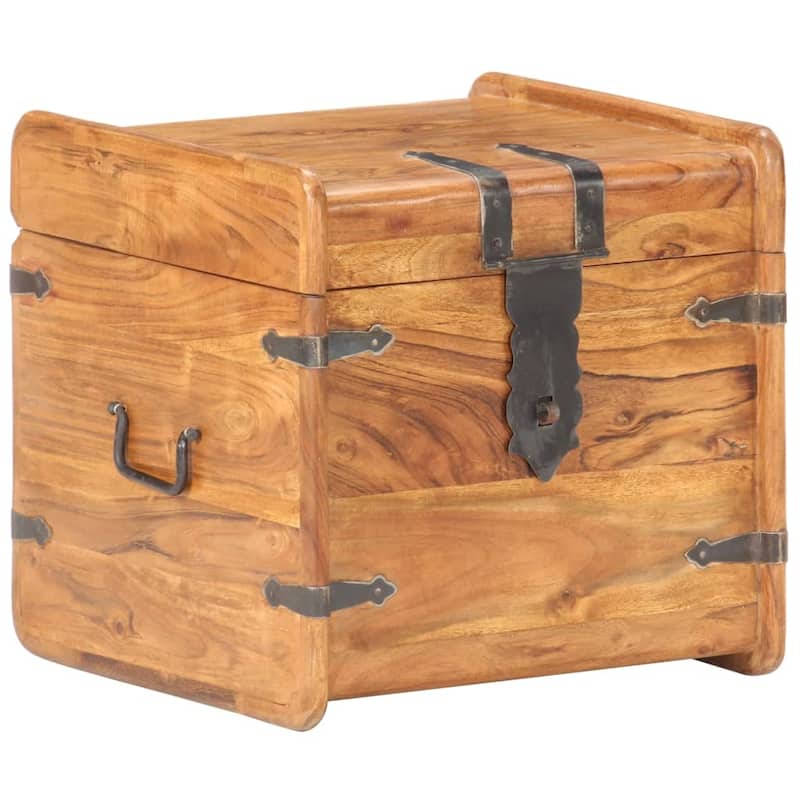 vidaXL Storage Chest Storage Trunk with Latch for Bedroom Solid Wood Acacia - 15.7"x15.7"x15.7" (W x D x H)