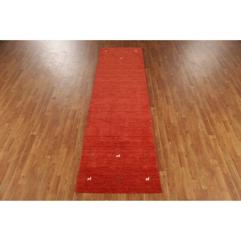 Tribal Gabbeh Indian Runner Rug Hand-Knotted Modern Wool Carpet - 2'8" x 9'10"