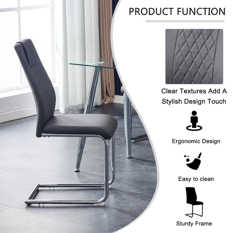 Roomfitters PU Dining Chairs with Metal Legs, Upholstered Side Chairs Set of 4 for Kitchen or Bedroom