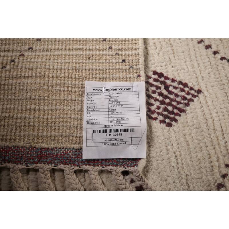 All-Over Trellis Moroccan Large Oriental Area Rug Handmade Wool Carpet - 9'7"x 14'8"