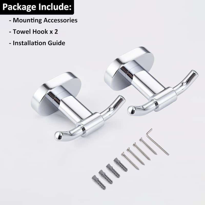 Wall Mounted Double Bathroom Towel Hooks 2 in 1 Robe Hooks(Set of 2)