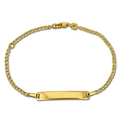 Miadora 2mm Curb Chain ID Bracelet 14K Yellow Gold