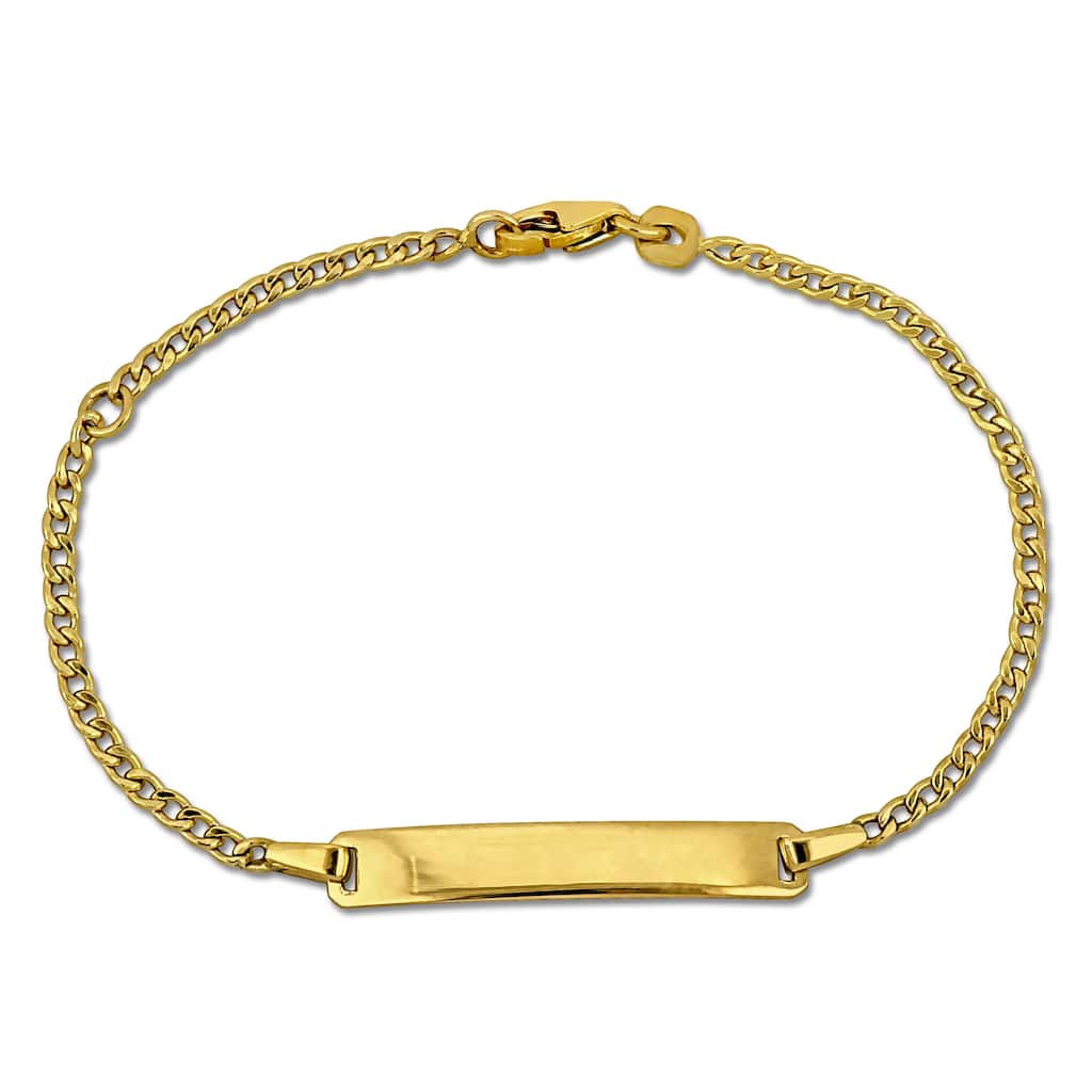 Miadora 2mm Curb Chain ID Bracelet 14K Yellow Gold
