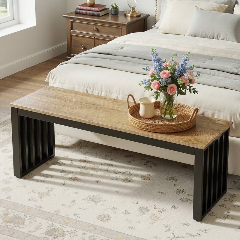 47" Industrial Indoor Bench for Entryway