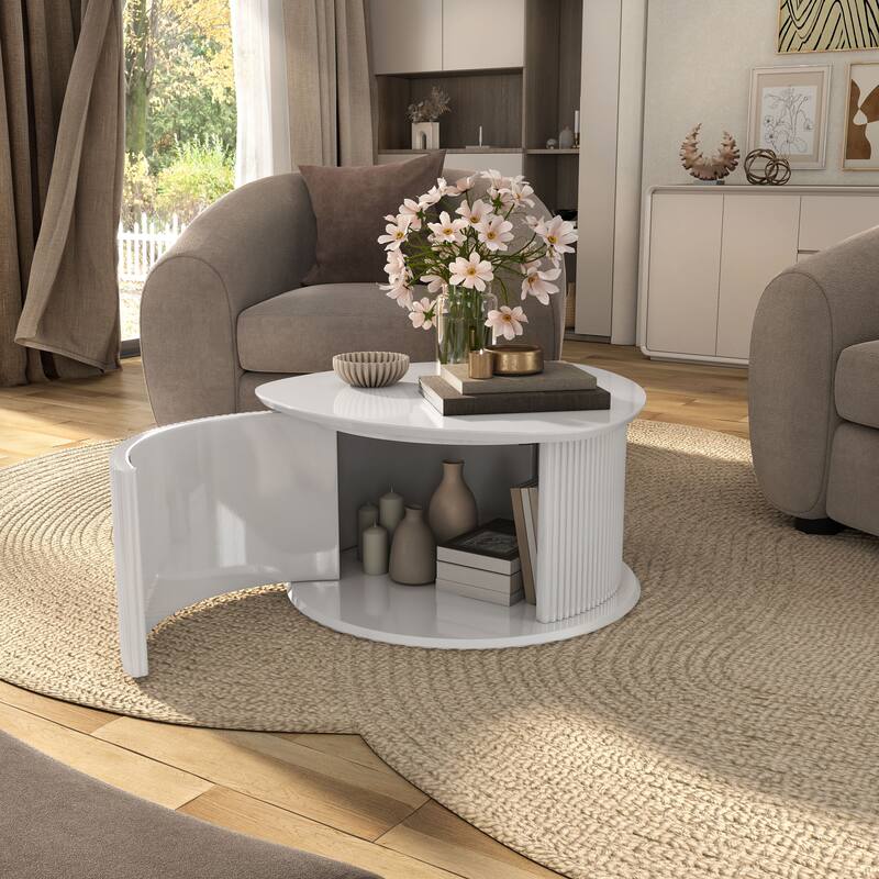 Furniture of America Astra Modern 2-Piece Glossy White Triangle Storage Coffee Table Set