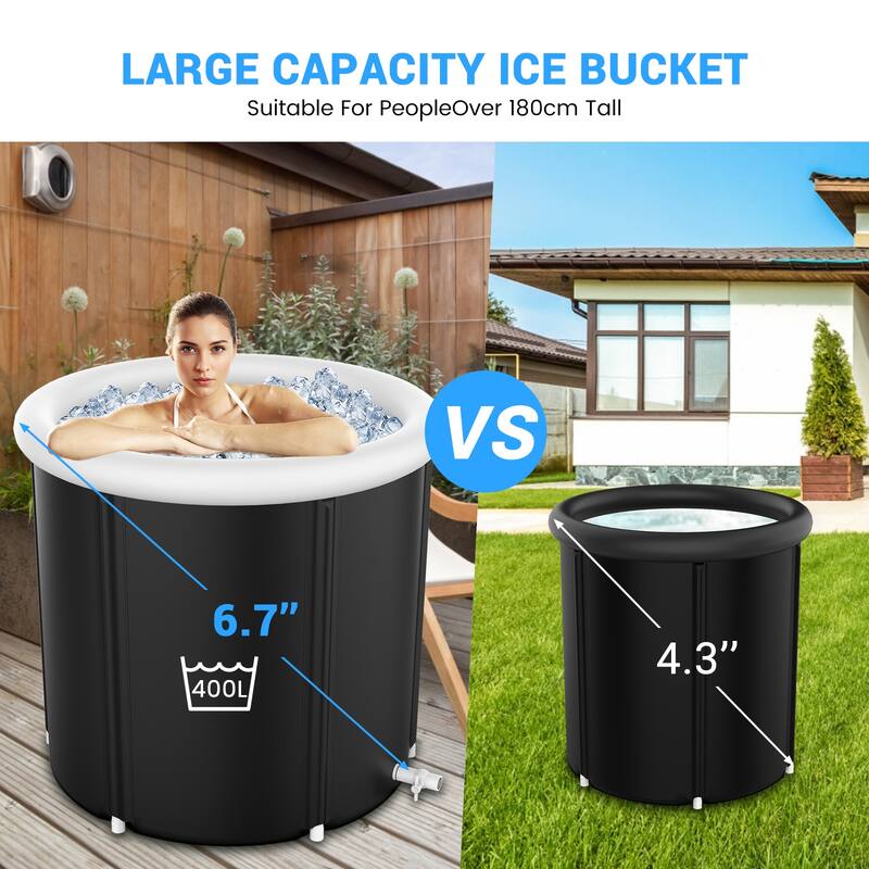 105 Gal Large Cold Plunge Tub with Cover, Multiple Layered Inflatable Ice Bath Tub for Athletes - 105 gal.