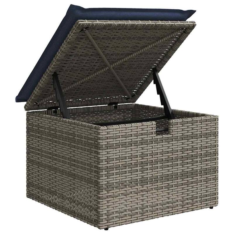 vidaXL Patio Sofa Set with Cushions Modular Stools 2 Piece Poly Rattan Acacia - 21.7 x 21.7 x 14.6