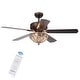 preview thumbnail 3 of 9, Gliska Rustic Bronze 5-blade Lighted Ceiling Fan with Crystal Shade