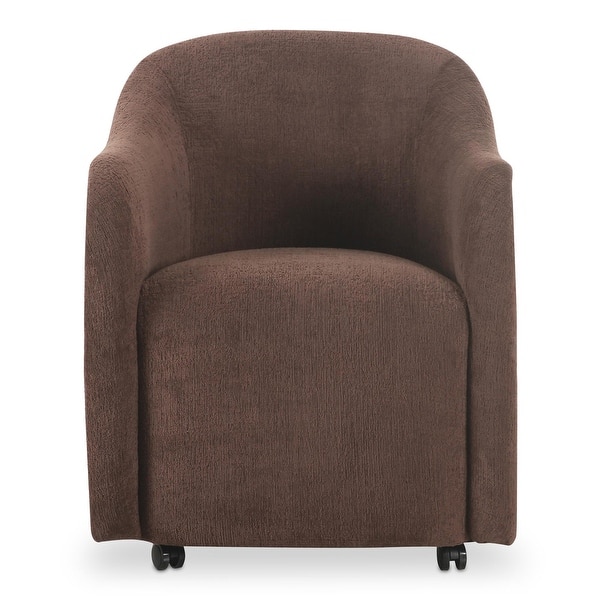 slide 2 of 22, NADAAL STUDIOS Laken, Upholstered Rolling Dining Chair - 26 X 26 X 32.5 Dark Brown