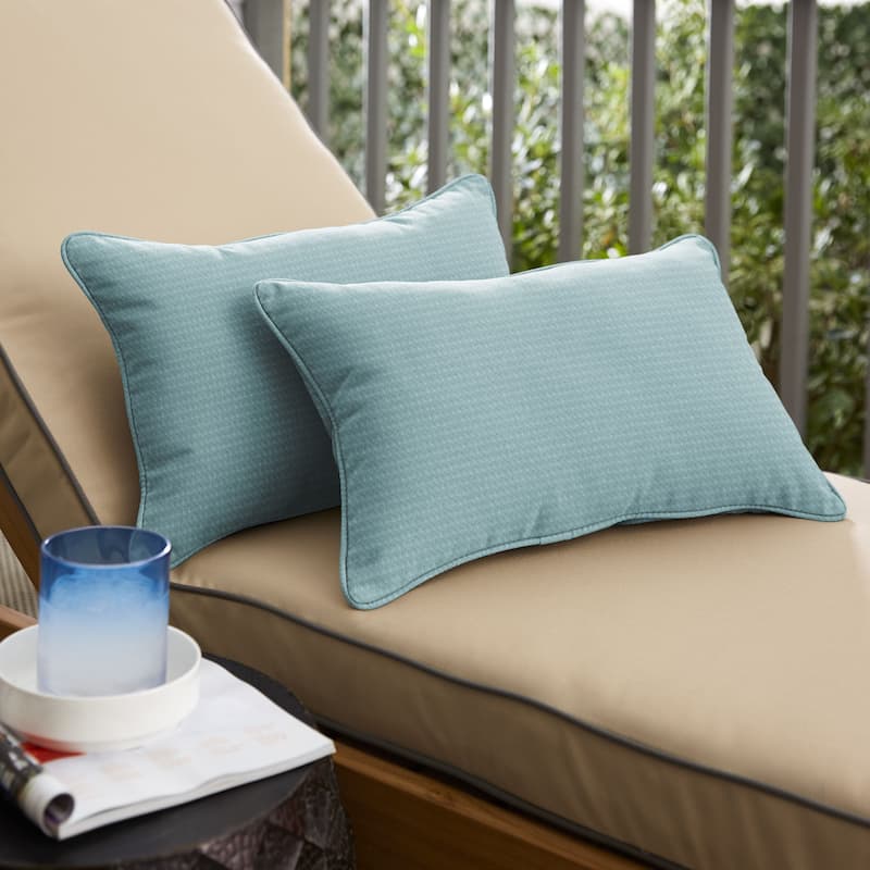 Sorra Home Outdura Solid Indoor/Outdoor Corded Lumbar Pillows (Set of 2)