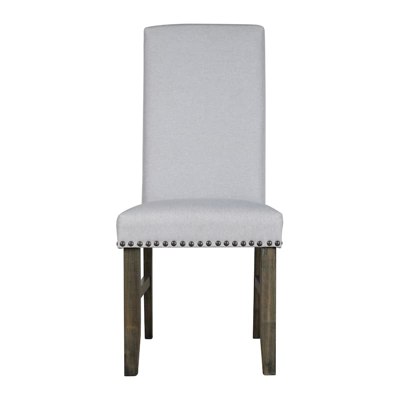 Brown/Gray Fabric Upholstered Wood Frame Dining Chair, Set of 2, Sturdy Dining Chair for Dining Rooms - 22.75