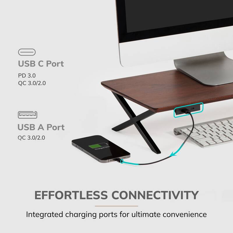 Jani Wood Monitor Stand Riser Desk - Ergonomic Design Stand, Desktop Organizer Table for Home, Office Workspace, Gaming Desk