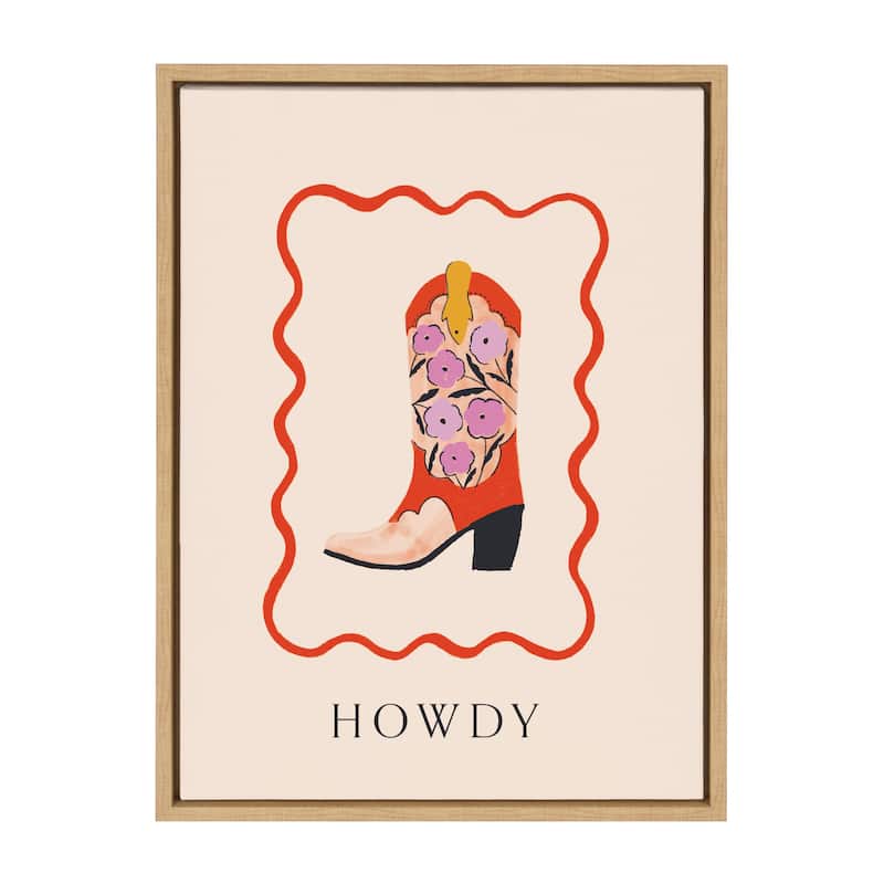 Kate and Laurel Sylvie Howdy Framed Canvas by Duchess Plum
