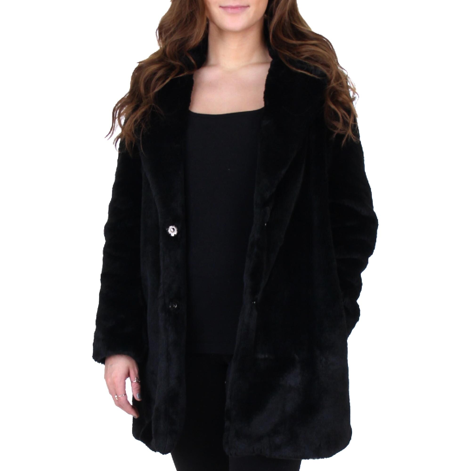 Shop Sam Edelman Women S Faux Fur Notch Collar Mid Length