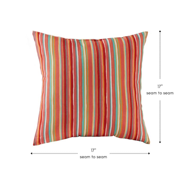 Greendale Coastal Stripe Outdoor 17-inch Square Accent Pillow (Set of 2)