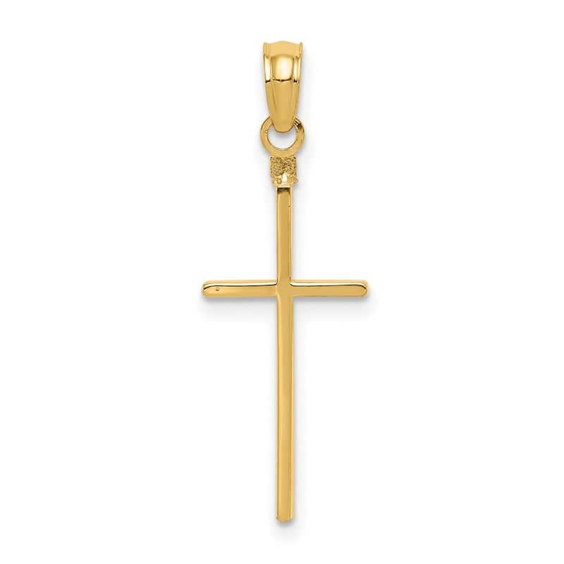 Curata 14k Yellow Gold 18" Solid Polished Stick Cross Pendant Necklace - 20x10mm
