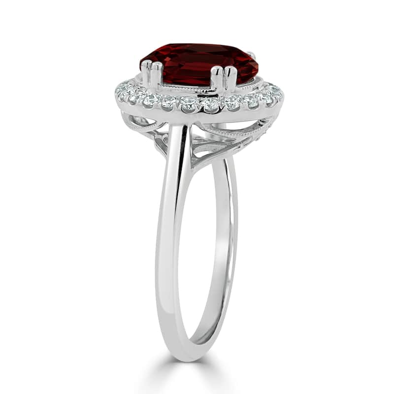 Auriya Vintage 2 5/8ct Oval Garnet and Halo Diamond Engagement Ring 1/3ctw 14k Gold