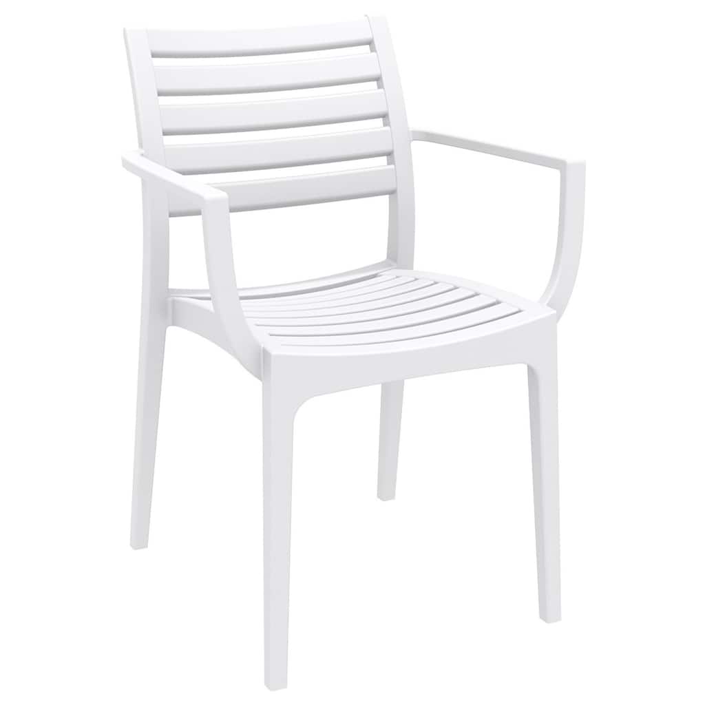33" White Stackable Outdoor Patio Dining Arm Chair