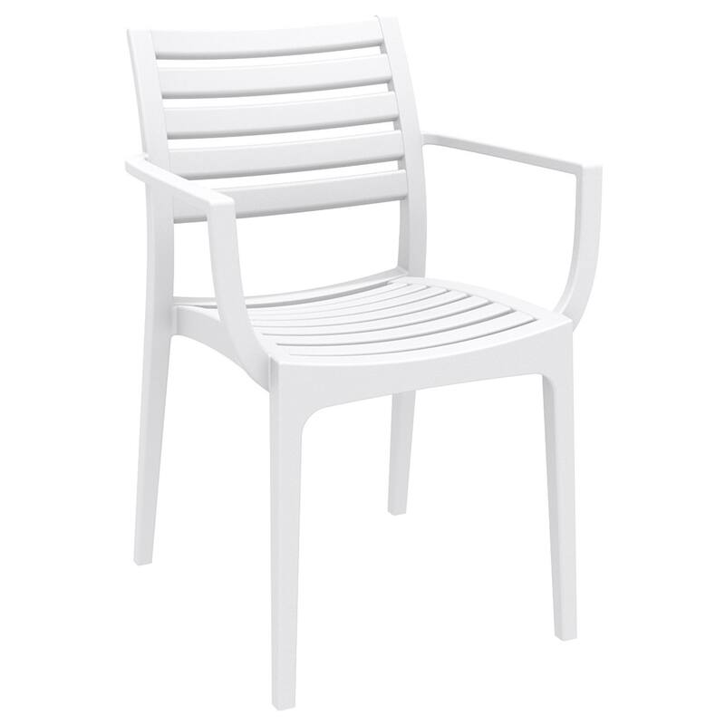 33" White Stackable Outdoor Patio Dining Arm Chair