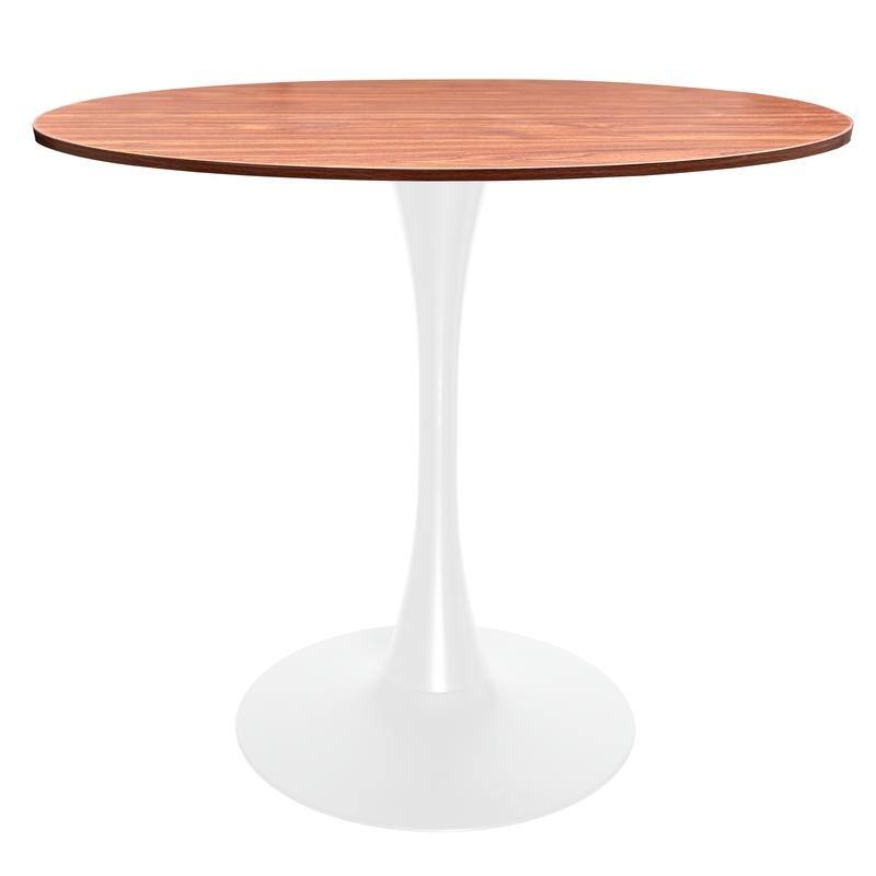 Bristol 36" Round Dining Table for 4 with MDF Top and Modern White Iron Base for Kitchen & Dining Room