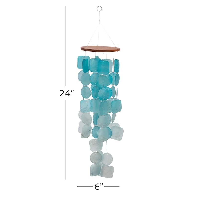 Teal Capiz Shell Waterfall Windchime