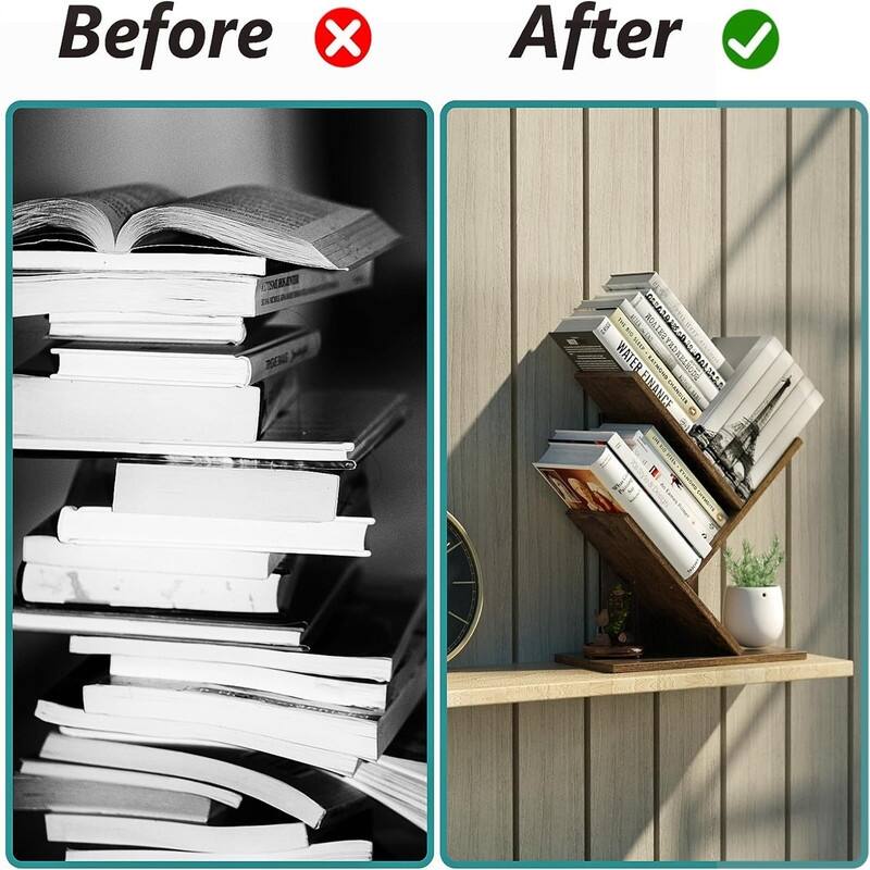 3 Tier Small Tree Bookshelf Desk Book Organizer Narrow Bookcases for Books - 11.6"D x 6"W x 15"H