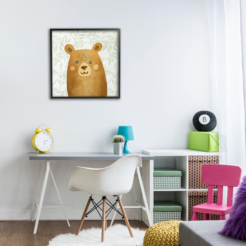 Stupell Bear on Botanicals Whimsy Framed Giclee Art Design By Kim Allen