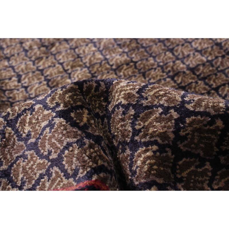 ECARPETGALLERY Hand-knotted Kashmir Navy, Taupe Viscose Rug - 5'10 x 9'4