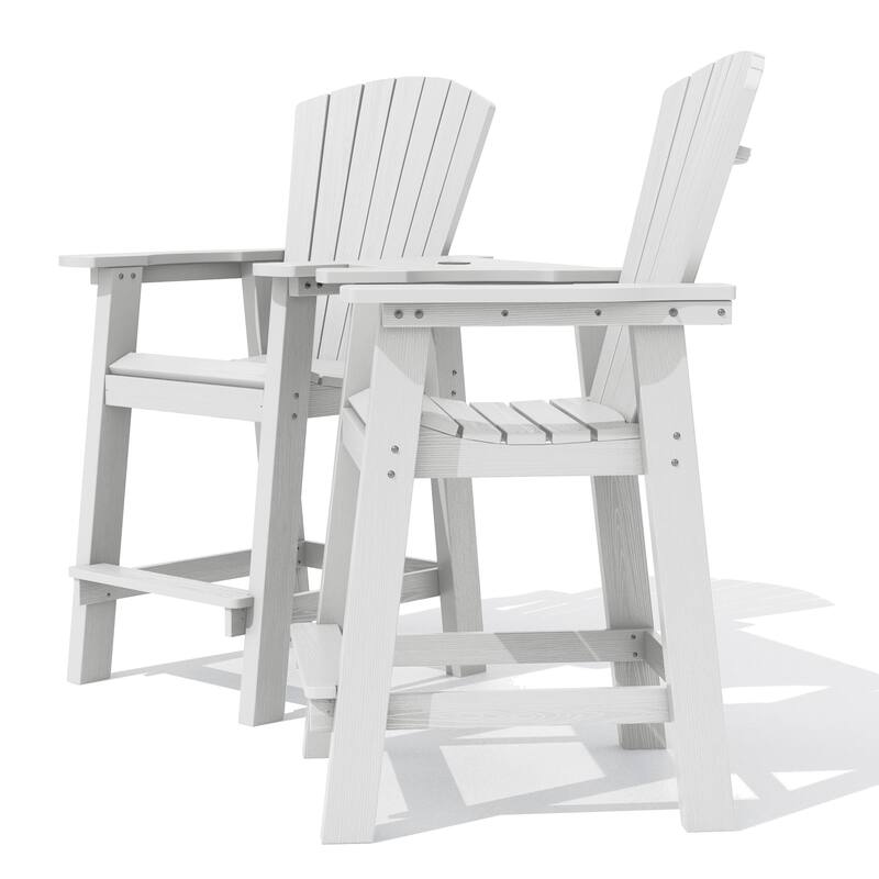 Outdoor Tall Adirondack Chair Set of 2 with Connecting Tray