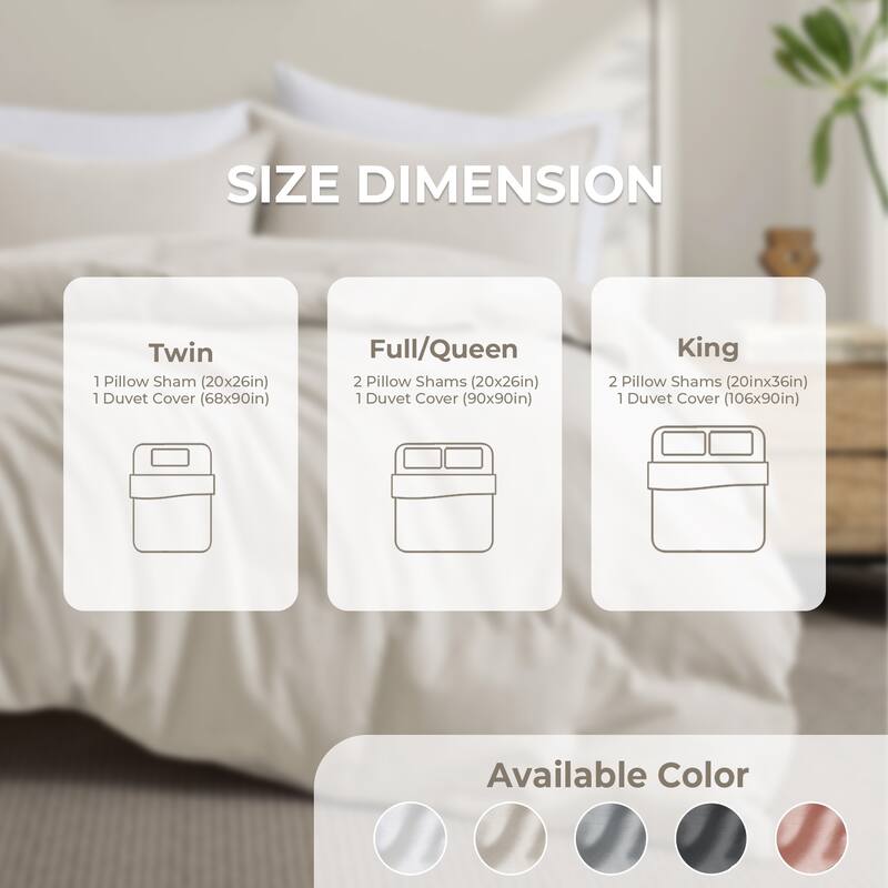 Flax Linen Cotton Blend Duvet Cover Set, Durable, Breathable and Moisture-Wicking, 3 Piece Bedding Set