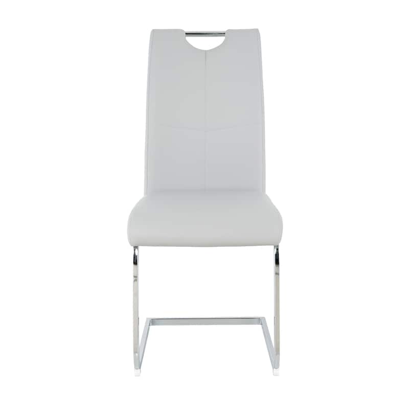 Modern Faux Leather Dining Chairs Set of 2,with Padded Seat and Chrome Metal Legs
