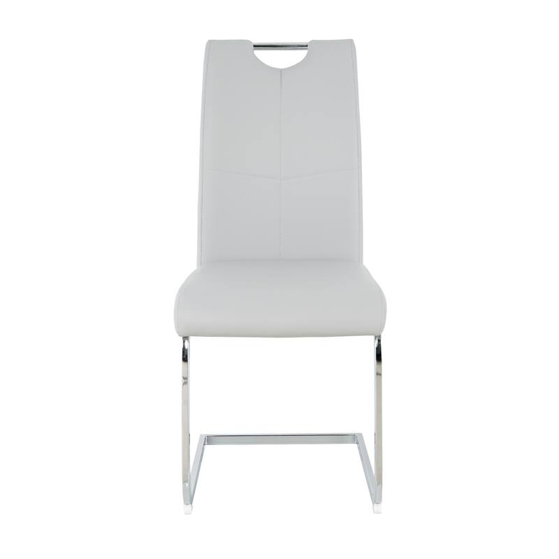 Set of 4 Padded Seat Modern Faux Leather Dining Chairs with Chrome Metal Legs