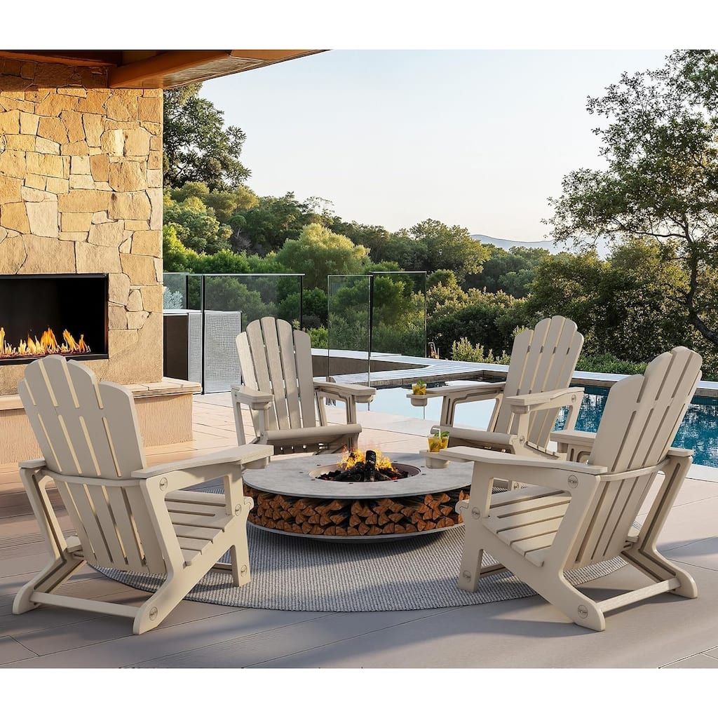 PURPLE LEAF All-Weather HDPE Adirondack Chair - Oversized Seat, Dual Cup Holders for Patio/Garden/Deck/Backyard